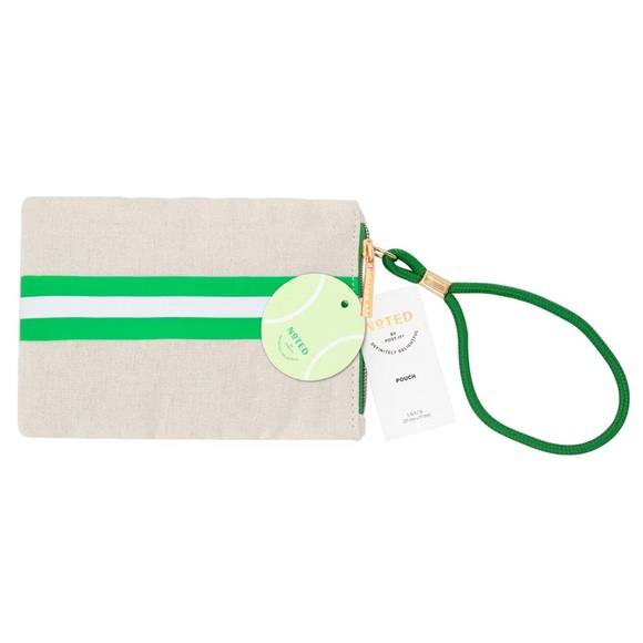 Accessories - Noted nwt by Post-it Sport Court Green and White Striped Canvas Pouch Wristlet